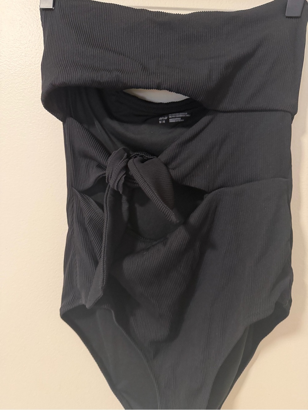 aerie Black One-Piece Swimsuit with Ribbed Texture